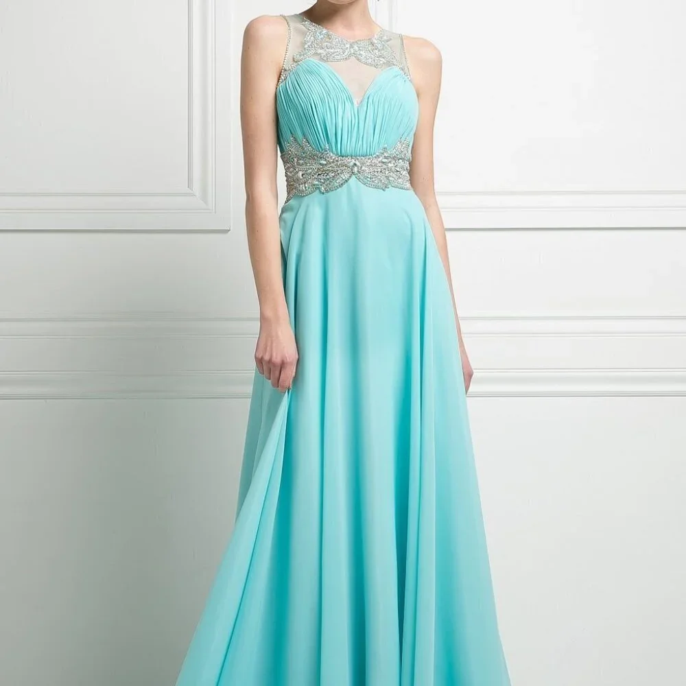 Illusion Neck A-Line Shape Evening Dress CDCK78